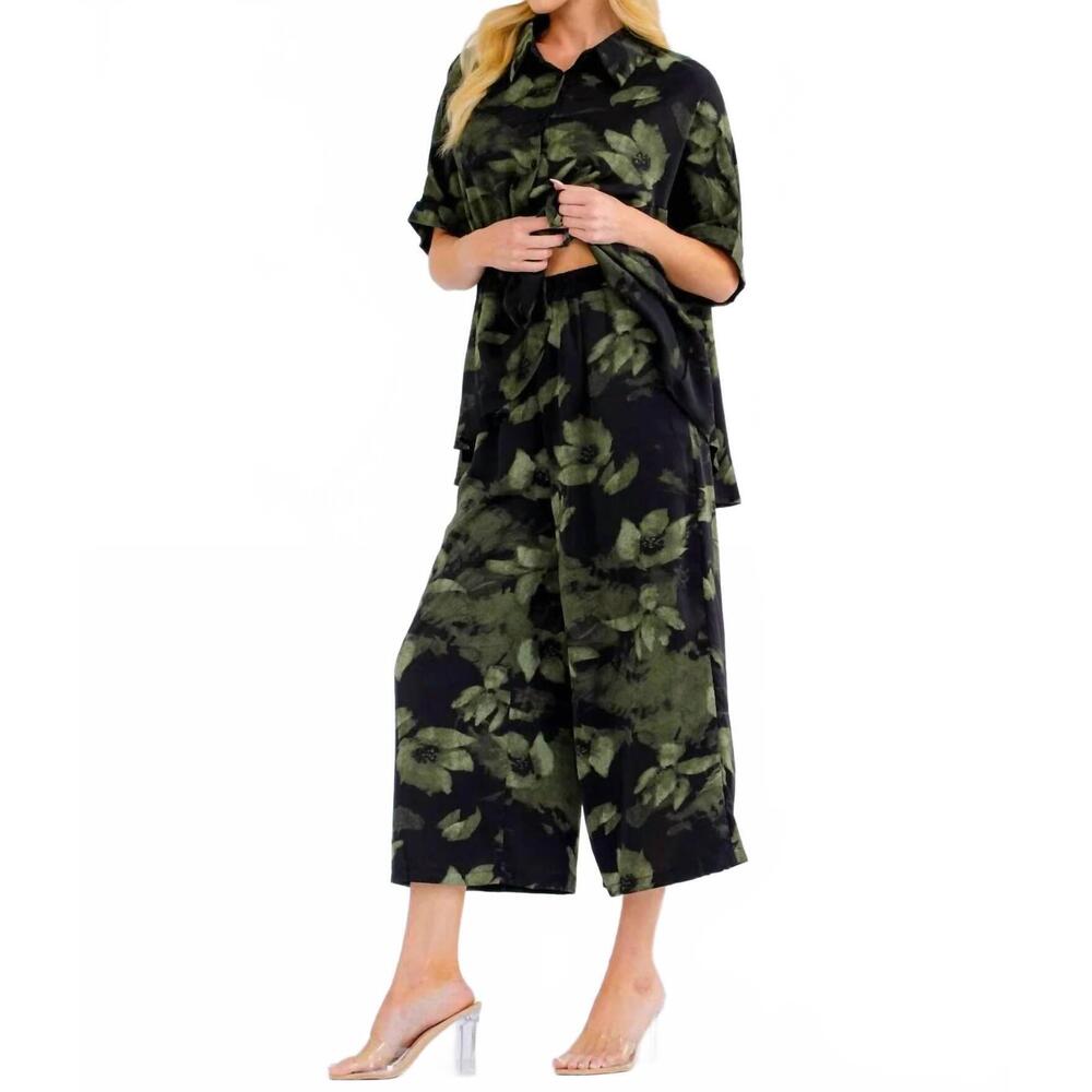NEW LITTLE SECRET OF MINE short sleeve blouse & elastic waist pockets pants 2-pi